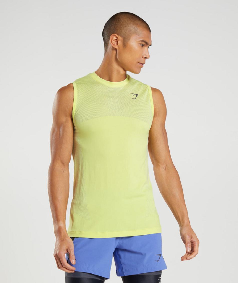 Camiseta Tirantes Gymshark Apex Seamless Hombre Verde Blancas | CO 3200ZUT